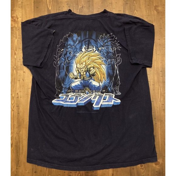 Vintage RARE 2002 Dragon Ball Z Gotenks Navy blue Graphic T-Shirt 2XL - Picture 1 of 16